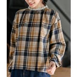 マスタード | 衿レースチェックブラウス | rps