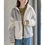 アイボリー | ボアフリース切替配色フードジャケット | rps