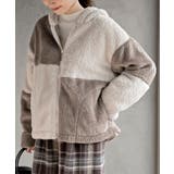 モカ | ボアフリース切替配色フードジャケット | rps