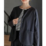 ネイビー | 麻混ノーカラージャケット | rps