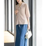 衿付き５分袖透かし編みＺＩＰカーディガン | rps | 詳細画像11 