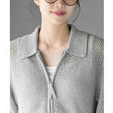 衿付き５分袖透かし編みＺＩＰカーディガン | rps | 詳細画像6 