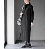 ブラック | ショールカラーニットワンピース | rps