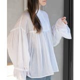 オフホワイト | コットンボイルフリルネックピンタックブラウス | rps