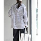 コットンシアーストライプフード付きブラウス | rps | 詳細画像10 