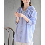 コットンシアーストライプフード付きブラウス | rps | 詳細画像6 