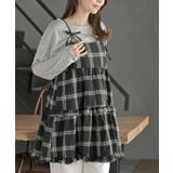 ブラック | ワッフルチェックリボンキャミチュニック | rps