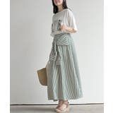 ストライプシャツ巻き風ギャザーフレアースカート | rps | 詳細画像10 