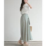 ストライプシャツ巻き風ギャザーフレアースカート | rps | 詳細画像12 