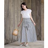 ストライプシャツ巻き風ギャザーフレアースカート | rps | 詳細画像17 