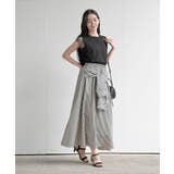 ストライプシャツ巻き風ギャザーフレアースカート | rps | 詳細画像2 