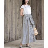 ストライプシャツ巻き風ギャザーフレアースカート | rps | 詳細画像20 