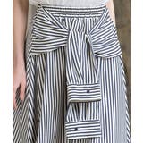 ストライプシャツ巻き風ギャザーフレアースカート | rps | 詳細画像21 