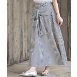 ストライプシャツ巻き風ギャザーフレアースカート | rps | 詳細画像22 