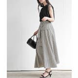 ストライプシャツ巻き風ギャザーフレアースカート | rps | 詳細画像3 