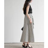 ストライプシャツ巻き風ギャザーフレアースカート | rps | 詳細画像5 