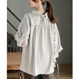 レースアップピーチ起毛ボリューム袖ブラウス | rps | 詳細画像16 