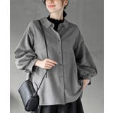 CHACグレー | レースアップピーチ起毛ボリューム袖ブラウス | rps