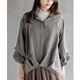 変形袖タックピーチ起毛スキッパーブラウス | rps | 詳細画像1 