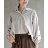 オフベージュ | 変形袖タックピーチ起毛スキッパーブラウス | rps