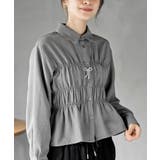 CHACグレー | ピーチ起毛シャーリングブラウス | rps