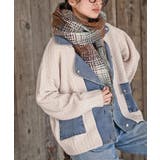 アイボリー | デニム切替ライダースニットジャケット | rps