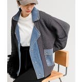 CHACグレー | デニム切替ライダースニットジャケット | rps