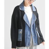 ブラック | デニム切替ライダースニットジャケット | rps