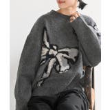 グレー | ＢＩＧリボン柄ニットプルオーバー | rps