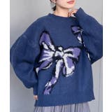 パープル | ＢＩＧリボン柄ニットプルオーバー | rps