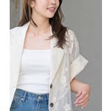 シアー総刺繍ハーフスリーブテーラードジャケット | rps | 詳細画像6