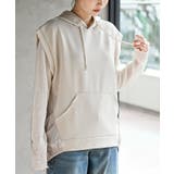 Lベージュ | 異素材切替タックギャザーフード付きベスト | rps