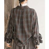変形袖タックスキッパーチェックブラウス | rps | 詳細画像17 