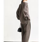 変形袖タックスキッパーチェックブラウス | rps | 詳細画像22 