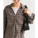 変形袖タックスキッパーチェックブラウス | rps | 詳細画像24 