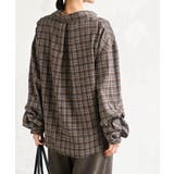 変形袖タックスキッパーチェックブラウス | rps | 詳細画像26 