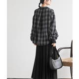 変形袖タックスキッパーチェックブラウス | rps | 詳細画像4 