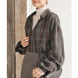 ブラウン | 変形袖タックスキッパーチェックブラウス | rps