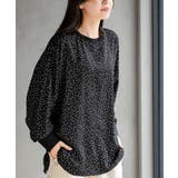 ブラック | リブ使いプリントドルマンブラウス | rps