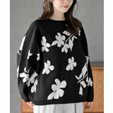 ブラック | 花柄ジャガードスポンジニットワイドプルオーバー | rps