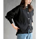 ブラック | ゴールドボタンクルーネックスポンジニットカーディガン | rps