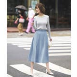 シャビーブルー(PBU) | シークレットゴム ハイウエストAラインスカート | RUIRUE BOUTIQUE