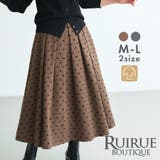ドット＆リボンフロッキータックフレアスカート | RUIRUE BOUTIQUE | 詳細画像1 
