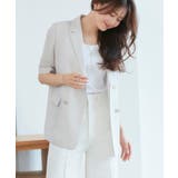 半袖/ライトグレージュ(2WH) | 選べる袖丈パナマシアーテーラードジャケット | RUIRUE BOUTIQUE