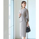 グレージュ(BE) | フロントパールペプラムニットアンサンブル | RUIRUE BOUTIQUE