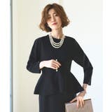 ブラック(BL) | フロントパールペプラムニットアンサンブル | RUIRUE BOUTIQUE