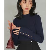 メタル釦/ネイビー(NE) | 選べるデザイン 静電気防止ボタンスリーブリブニット | RUIRUE BOUTIQUE