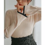 配色/アイボリー×ブラック(2BE) | 選べるデザイン静電気防止フレアスリーブリブニット | RUIRUE BOUTIQUE