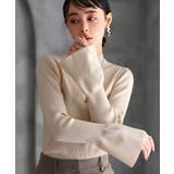 無地/アイボリー(BE) | 選べるデザイン静電気防止フレアスリーブリブニット | RUIRUE BOUTIQUE