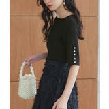 選べるデザインボタンハーフスリーブリブニット | RUIRUE BOUTIQUE | 詳細画像12